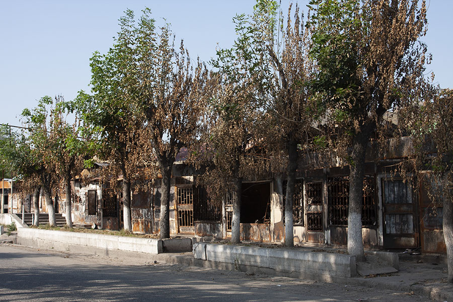 Burned houses in Osh