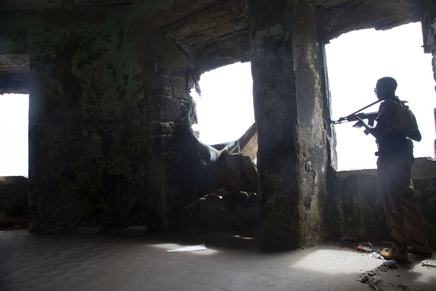 Armed guard in the lighthouse of Mogadishu